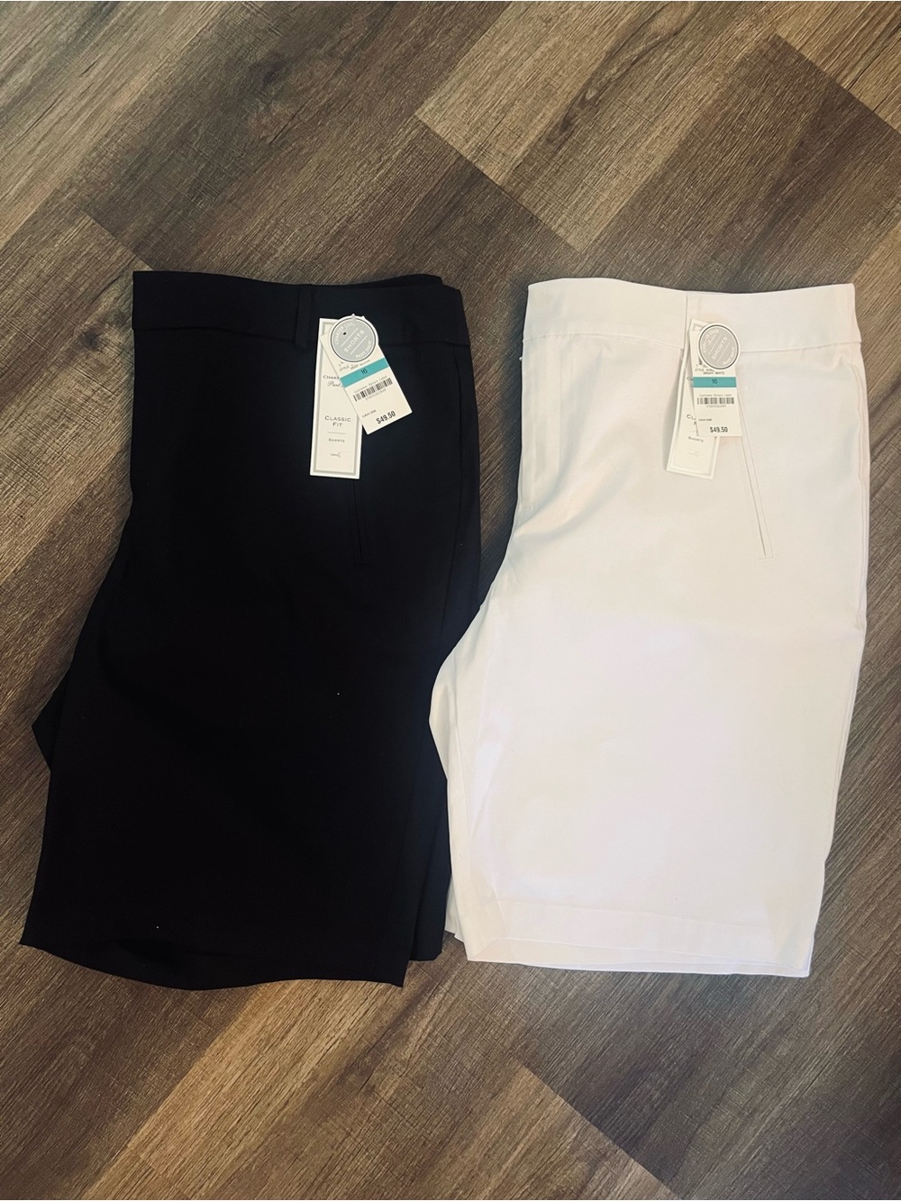 NWT Charter Club lot of 2 Bermuda Shorts black/white 16